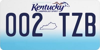 KY license plate 002TZB