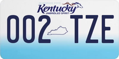 KY license plate 002TZE
