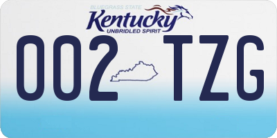 KY license plate 002TZG