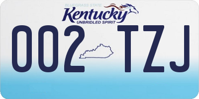 KY license plate 002TZJ