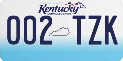 KY license plate 002TZK