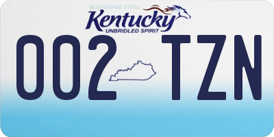 KY license plate 002TZN
