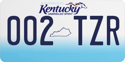 KY license plate 002TZR