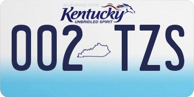 KY license plate 002TZS