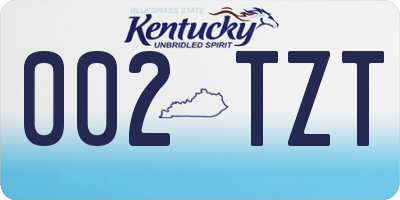 KY license plate 002TZT