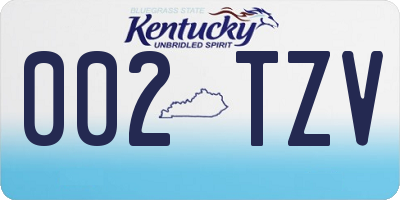 KY license plate 002TZV
