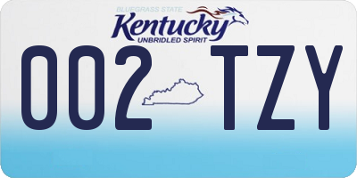 KY license plate 002TZY