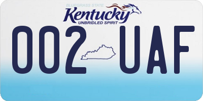 KY license plate 002UAF