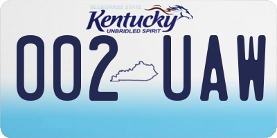 KY license plate 002UAW