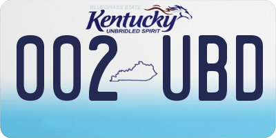 KY license plate 002UBD