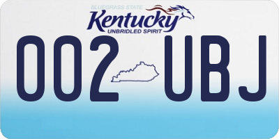 KY license plate 002UBJ