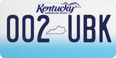 KY license plate 002UBK