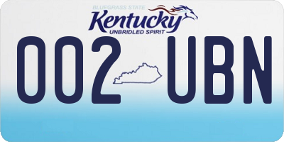 KY license plate 002UBN