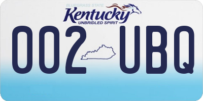 KY license plate 002UBQ
