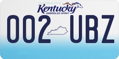 KY license plate 002UBZ