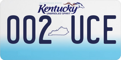 KY license plate 002UCE