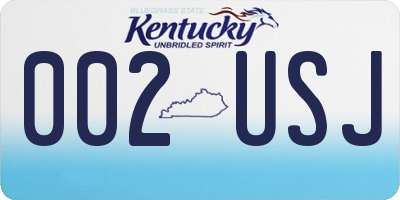 KY license plate 002USJ