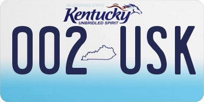 KY license plate 002USK