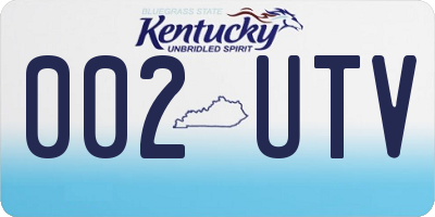 KY license plate 002UTV