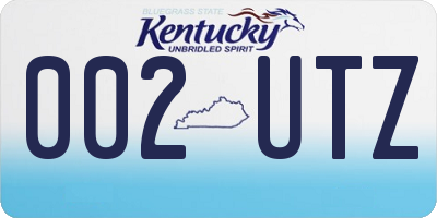 KY license plate 002UTZ