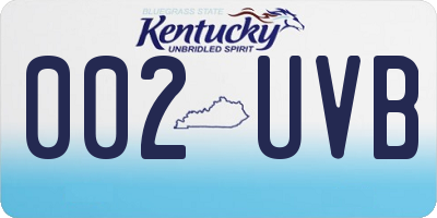 KY license plate 002UVB