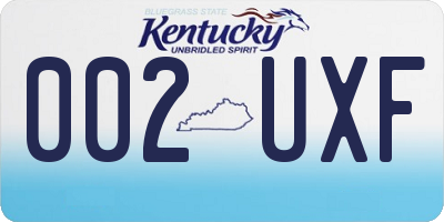 KY license plate 002UXF