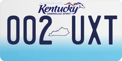 KY license plate 002UXT