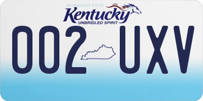 KY license plate 002UXV
