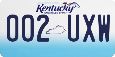 KY license plate 002UXW