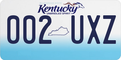 KY license plate 002UXZ