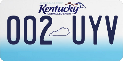 KY license plate 002UYV