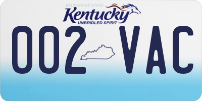 KY license plate 002VAC