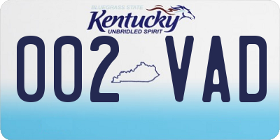 KY license plate 002VAD