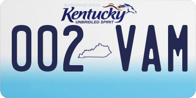 KY license plate 002VAM