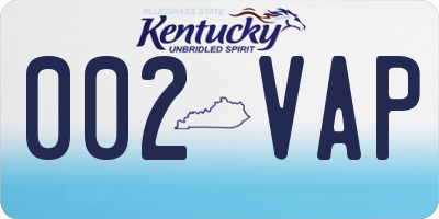KY license plate 002VAP