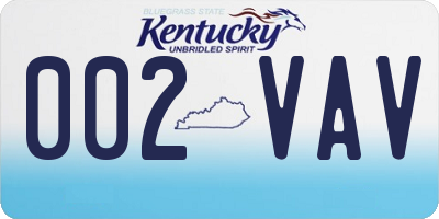 KY license plate 002VAV