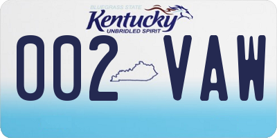 KY license plate 002VAW
