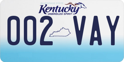 KY license plate 002VAY