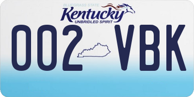 KY license plate 002VBK