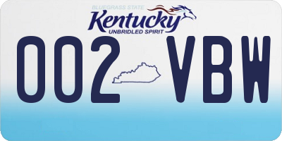 KY license plate 002VBW