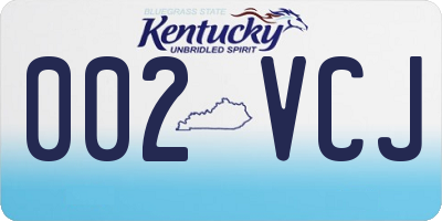 KY license plate 002VCJ
