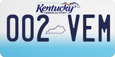 KY license plate 002VEM