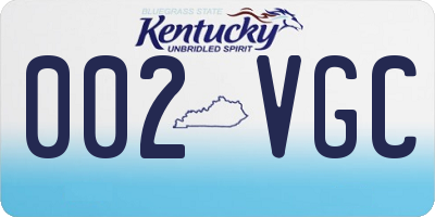 KY license plate 002VGC