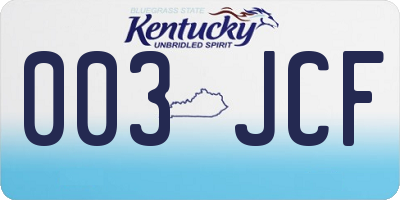 KY license plate 003JCF