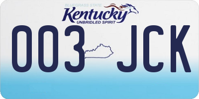 KY license plate 003JCK