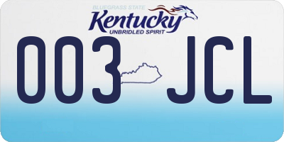 KY license plate 003JCL