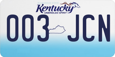 KY license plate 003JCN