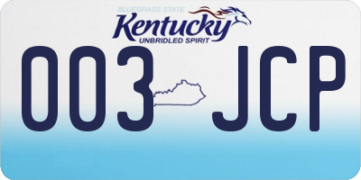 KY license plate 003JCP