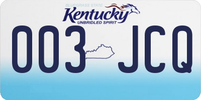 KY license plate 003JCQ