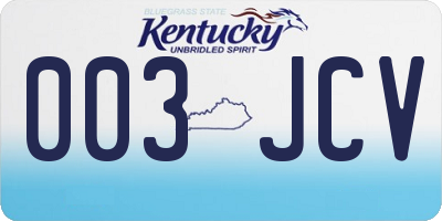 KY license plate 003JCV
